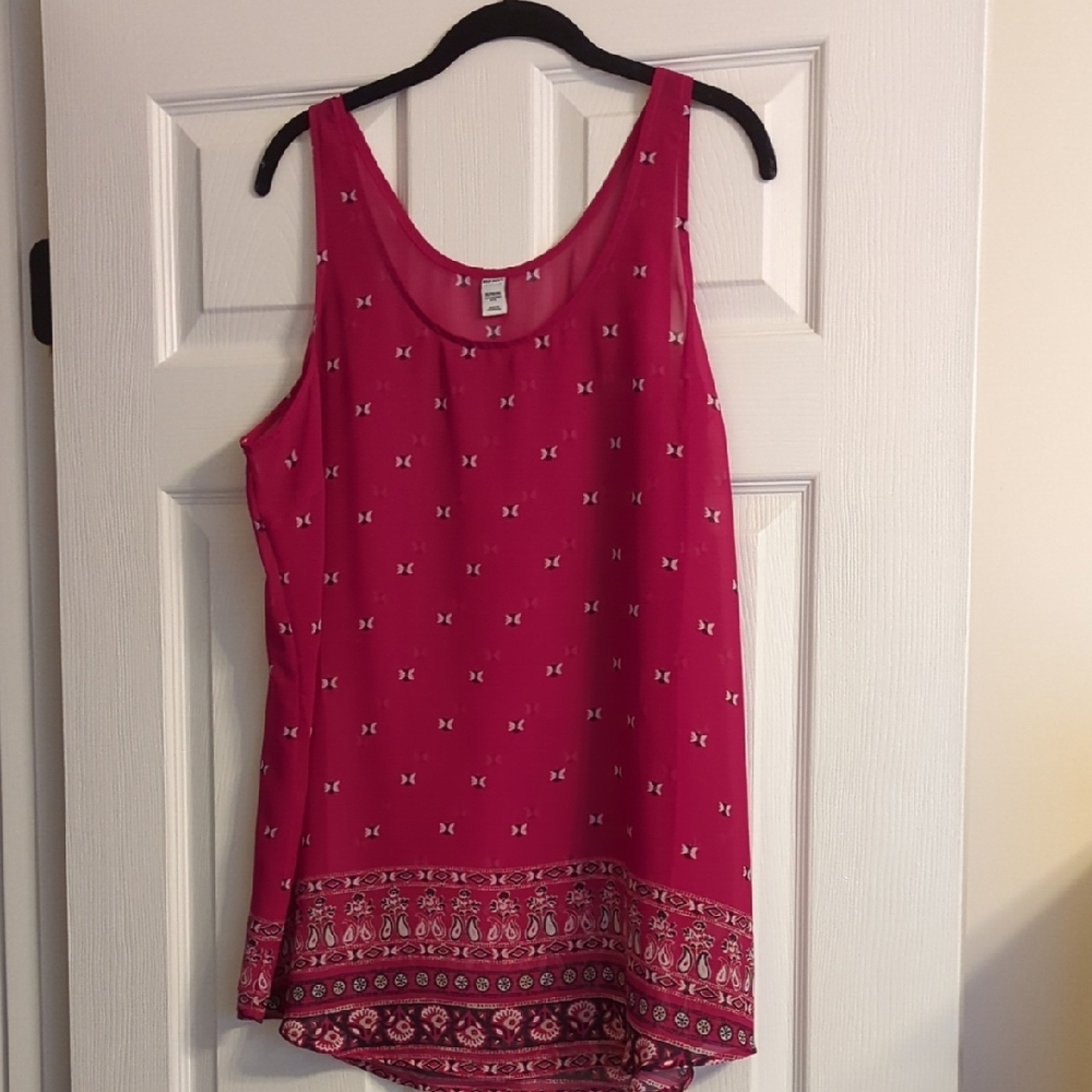 Old Navy Fuchsia Tank Top with Patterned Hem